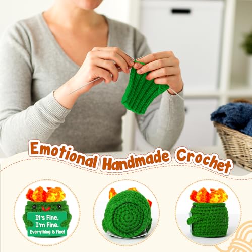 Mini Dumpster Emotional Fire Support Positive Crochet, Office Gifts Funny Gag Gifts for Women Men, Small Birthday Gifts Presents Cute Stuff Things, Dumpster Desk Accessories Office Decor