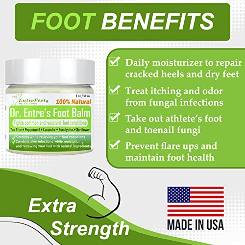 Dr. Entre's Foot Balm: Tea Tree Oil & Shea Butter Based - Organic Treatment Cream For Athletes Foot, Dry Feet, Cracked Heels, Itching, And Odor - Foot Care E-Book Included #TOP1