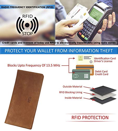 Image of RFID Blocking Mens Genuine leather Bifold Long Wallet