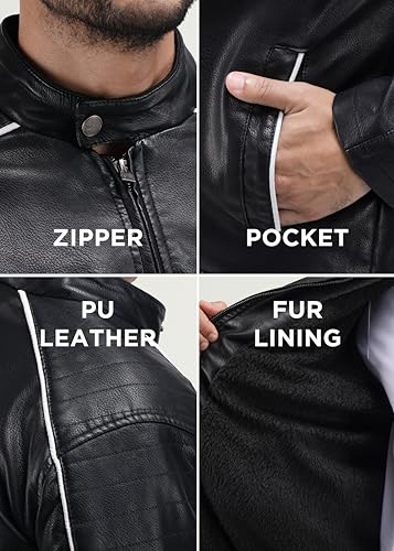 Image of X-Ray Men's Slim Fit Faux-Leather Moto Jacket with Removable Hood