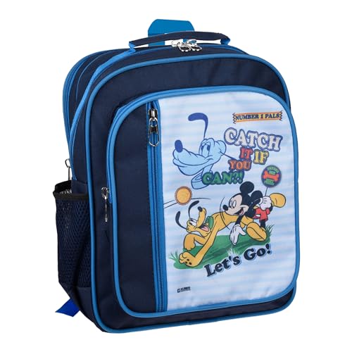 Image of Kuber Industries Disney Mickey Catch It School Bag | Kids School Bags | Spacious School Bag | School Bag for Girls & Boys | School Backpack for Kids | 4 Compartments School Bag | Navy Blue