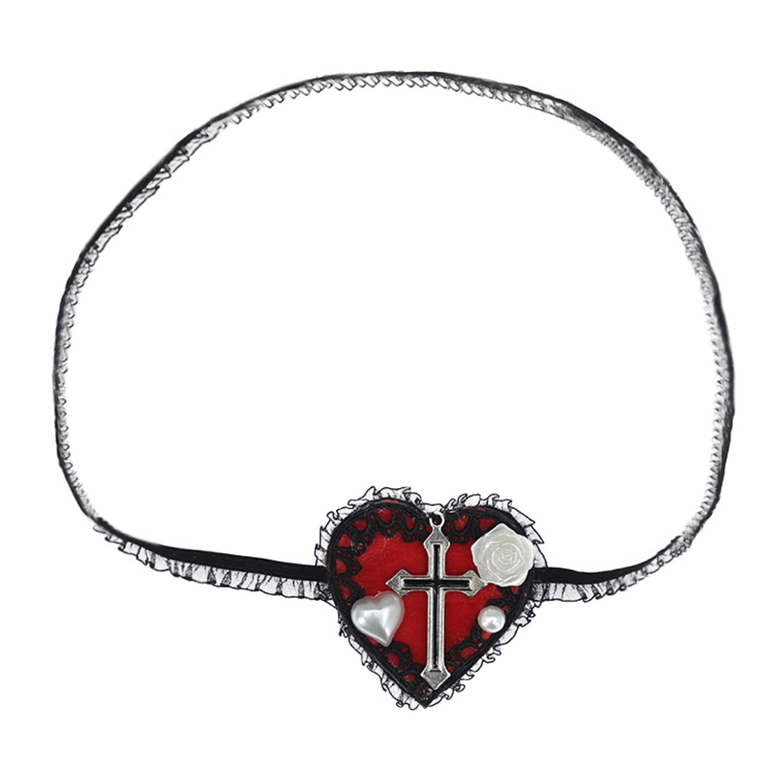 Wwhjr Red Gothics Eyepatch Lolit Eye Lolit Eye - Heart Eyepatch Single Eye - Cosplays Eyepatch Goths Eye - Dark Gothic Cute Headdress