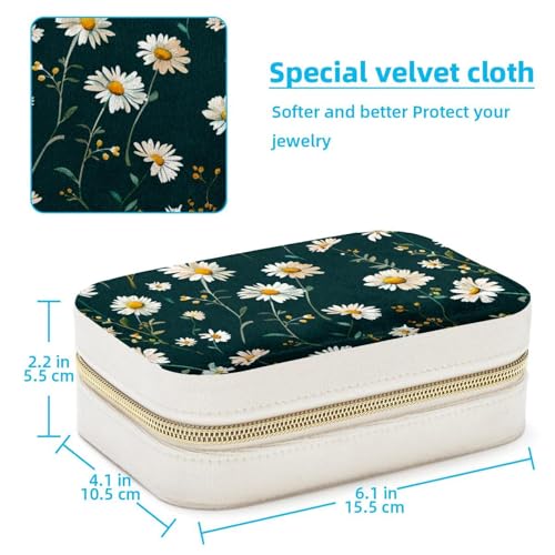 Boîte à bijoux portable chic motif fleur | Rangement élégant colliers et boucles