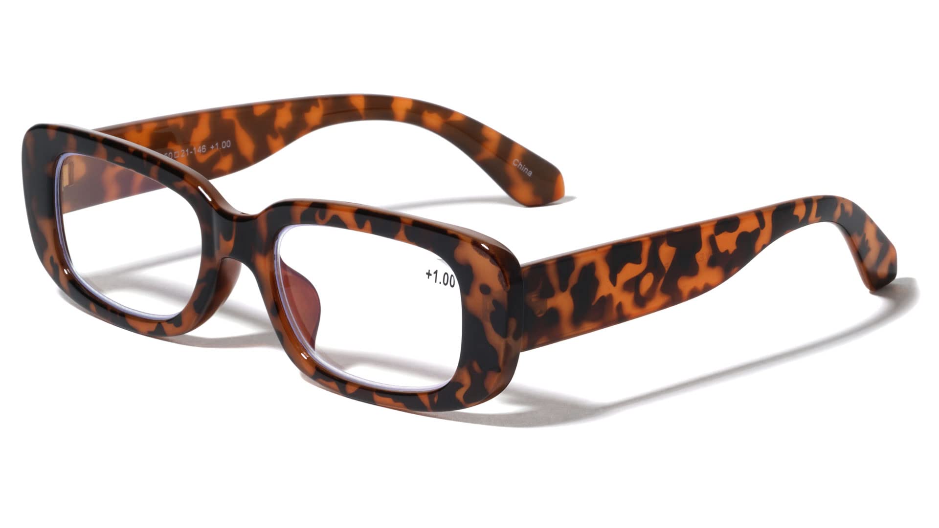 V.W.E. Women Anti Blue Light UV Blocker Glasses Rectangle Animal Print Bold Reading Reader