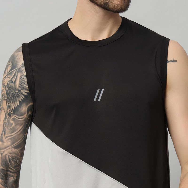 Image of ATICX Men's Polyester Sports Sleeveless T Shirt - Gym Vest, Workout Sando, Training Tank Top, Cut Sleeves Quick Dry Tee for Running, Swimming, Badminton, Fitness & Sports