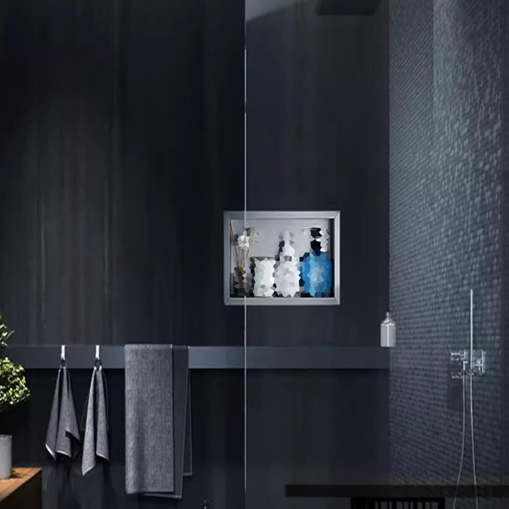 304 inless Duschregal aus Stahl, Wandmontage, 39 x 39 x 12 cm / 15X15X5in, für Badezimmer, Hotel und Wohnzimmer, platzsparend, Schwarz