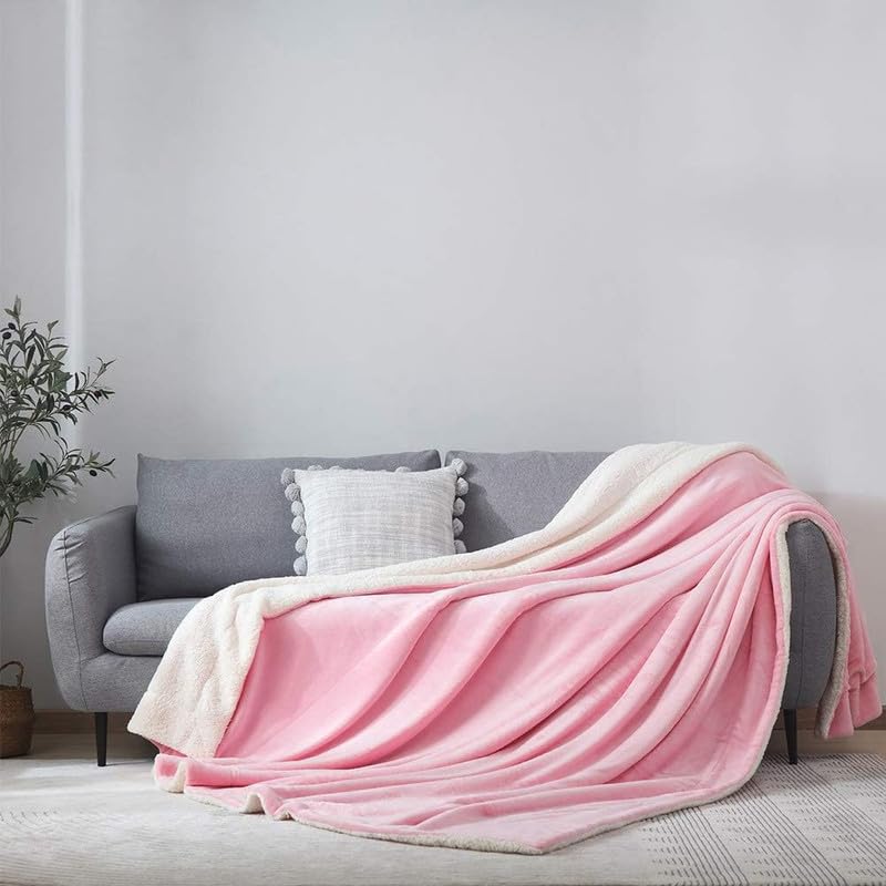 BSB HOME Luxury Rabbit Faux Fur Blanket | 500 GSM Super Soft, Heavyweight, Fluffy Throw for Bed & Couch | Elegant & Warm Winter Hot Blanket (Size - 230 x 240 cm, Colour - Blush Pink, Bag Packing) 3