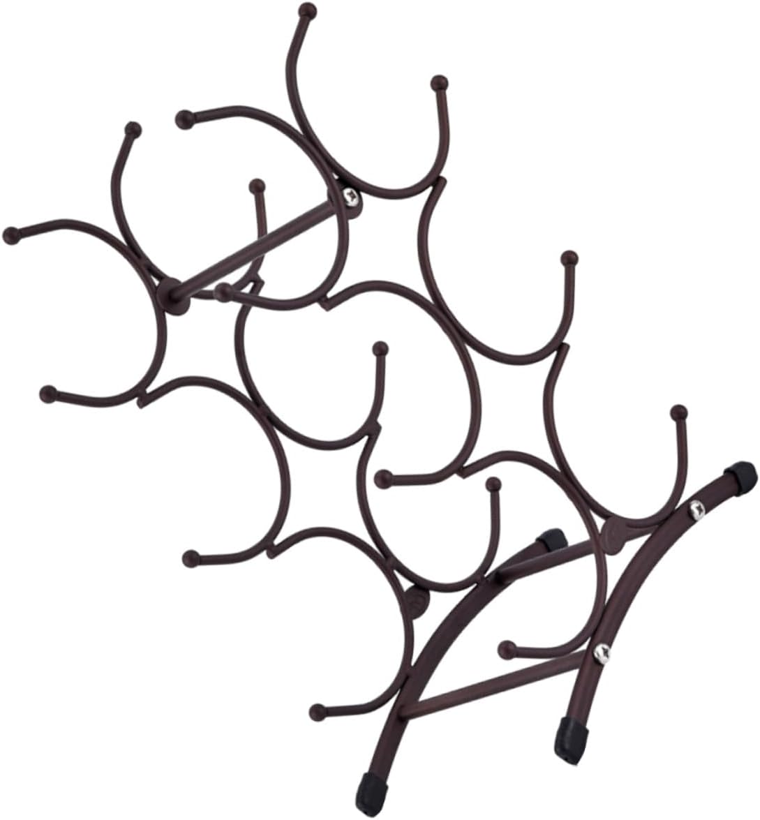 Metal 6-Slot Wine Rack Shelf Detachable Vintage Iron Wine Bottle Storage Stand for Home Kitchen Countertop Display Organizer in Matte Antique Copper