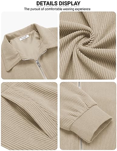 Image of COOFANDY Men's Casual Corduroy Jacket Lightweight Zip Up Vintage Jacket Collared Bomber Jacket