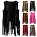 Womens Fringe Vest Sleeveless Cardigan Tassel Jacket Hippie Costume Vintage Tops Western Outfit for Women Red