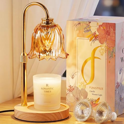 Funistree Lampe Chauffe Bougie avec Minuterie et Gradateur, Hauteur Réglable pour Grandes Bougies, Chauffe-Bougie Électrique avec 2 Ampoules, Décoration...