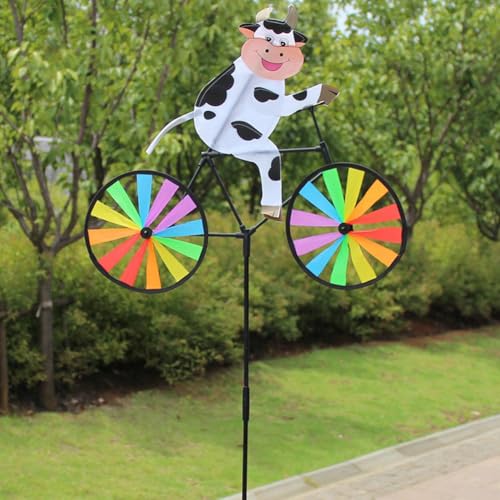 Animal Bicycle Wind Spinners, Cute Animal Sculpture Bicycle Spinner, Funny Windmill Decor Wind Spinner Pinwheels for Lawn, Park, Garden Decoration