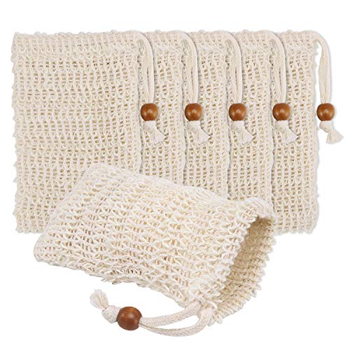 Senkary 6 Pack Soap Bag Natural Soap Pouch Soap Exfoliating Bag Soap Saver (With Beads)