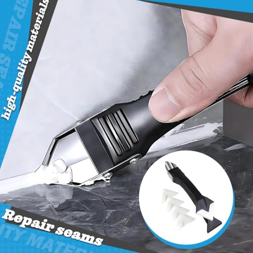 OIUAVYR 1 Stück 5-in-1 Silikon-Dichtungswerkzeug-Set,Entferner, Fugenschaber,Glätter, Bad und Bodenversiegelung Anwendung,mit 5 austauschbaren Pads für Küche