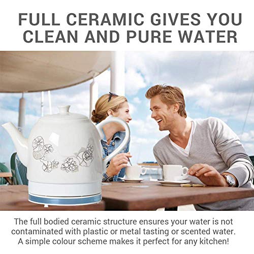 Hervidor eléctrico cerámico inalámbrico 1.5L clásico blanco miniatura 2