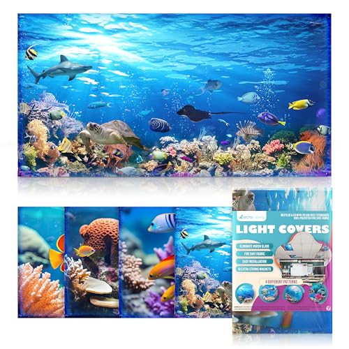 Image of Light Covers for Ceiling Lights Classroom - Magnetic Ocean Cover for Fluorescent Or LED Fixture - Must Haves for Teacher Supplies - Home, Office Cubicle Decor - Calming Overhead Lighting