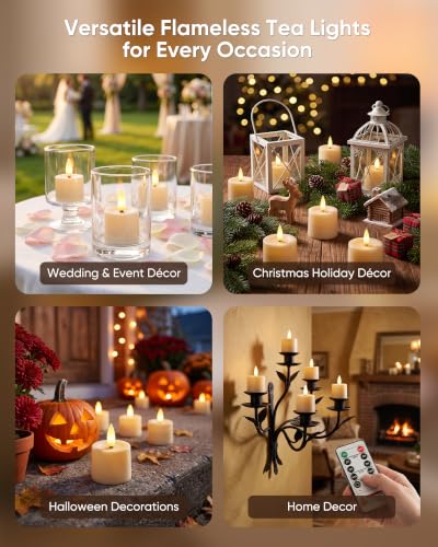 Image of BEICHI 12Pack Rechargeable Tea Lights with Remote Timer,White Charging Base
