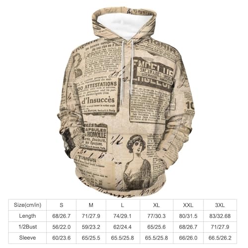 Sweats à capuche manche longue style journal rétro UMENG - 2