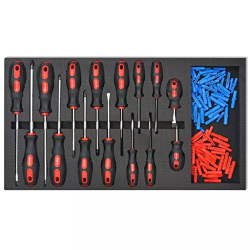 Roderick Irving Trolley Werkstattwagen Werkzeugwagen mit 1125 Werkzeugen Stahl rot Rollwagen Maße: 69 x 33 x 77,2 cm (L x B x H) – Bild 8