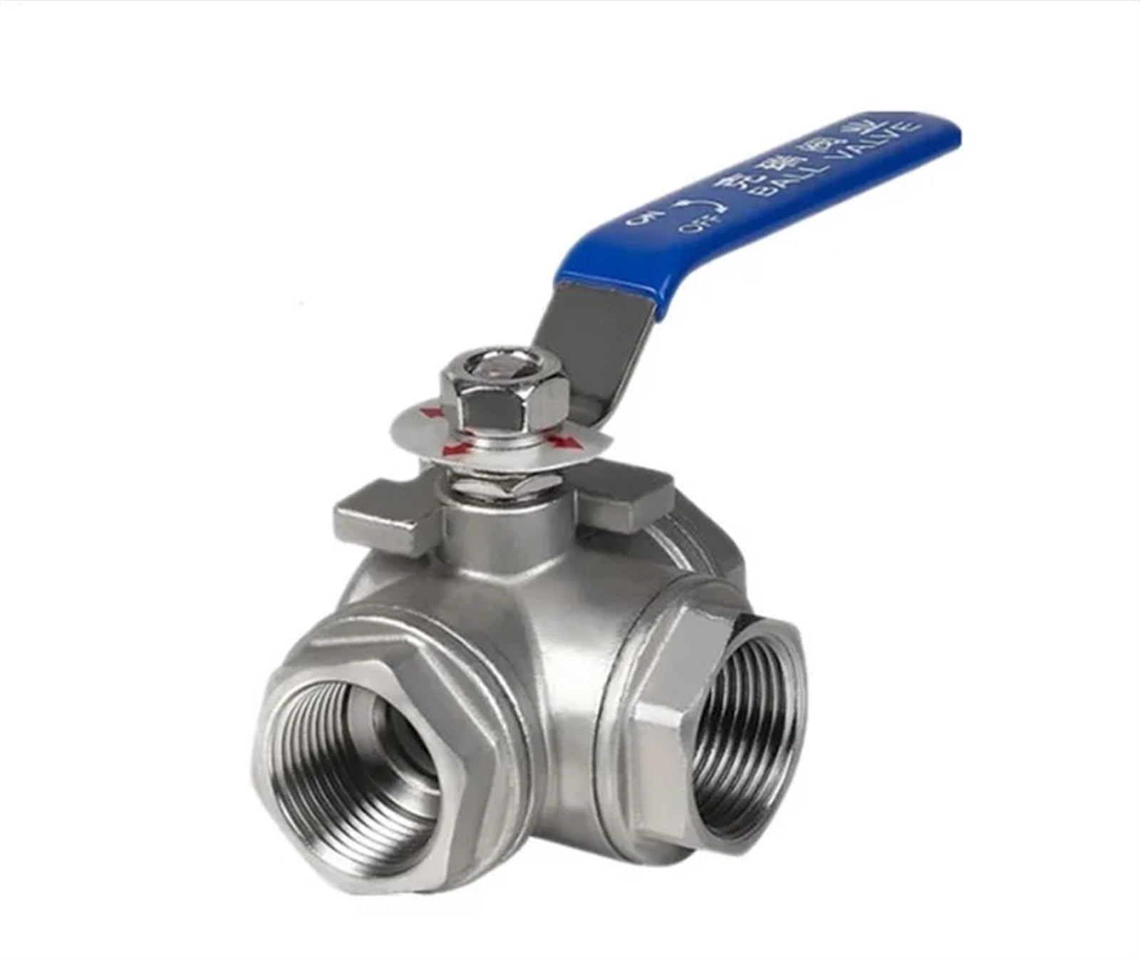 Vanne à boisseau sphérique 3 voies DN20 3/4 en acier inoxydable 304 type T pour tuyauterie de fluide