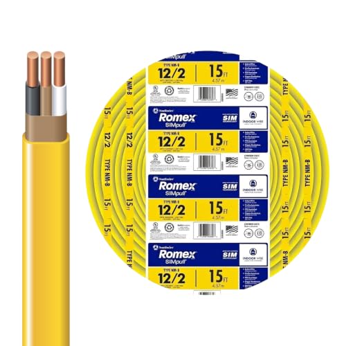 Southwire Romex Brand Simpull Solid Indoor 12/2 W/G NMB Cable 15ft coil - SW# 28828226