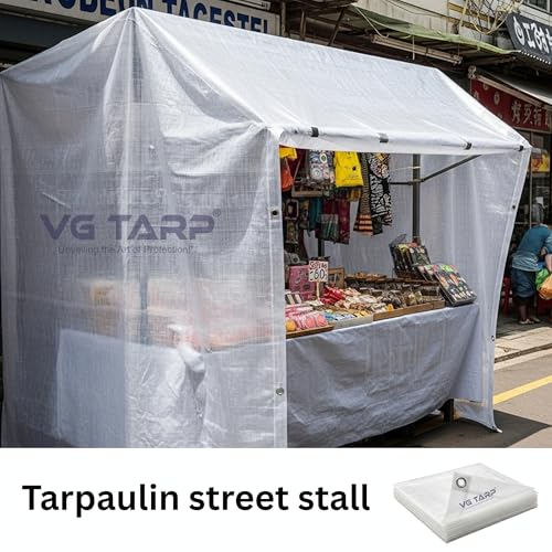 Image of 250 GSM HDPE Tarpaulin 6 X 9 Feet I Heavy-Duty Waterproof Non-Filler Sheet for Car Parking Shed, Tin Shed, Bike Cover, Outdoor Rainproof Tent, Garden, (Transparent) Eyelet on Every Corner