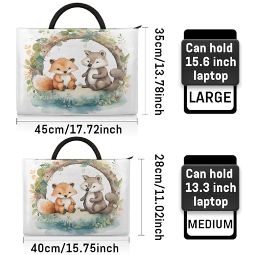 Watercolor Wreath Foxes Laptop Sleeve with Handle Waterproof Computer Carrying Case2