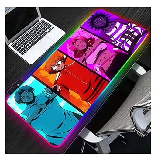 Musmattor Anime The God Of High School Charcters RGB spelmus tangentbordsmatta lila blå röd stor utökad LED-matta spelare dator laptop musmatta kontor hem, halkfri 700 x 300 x 4 mm L