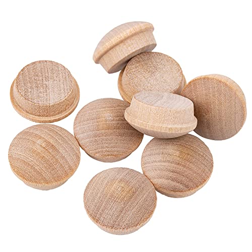 Image of Mushroom Birch Screw Hole Button Plugs | 3 /4 inch Diameter | Pack of 50 Approx. | Wood Turned End Grain Round Mushroom Head with Shoulders | UA-053-BW