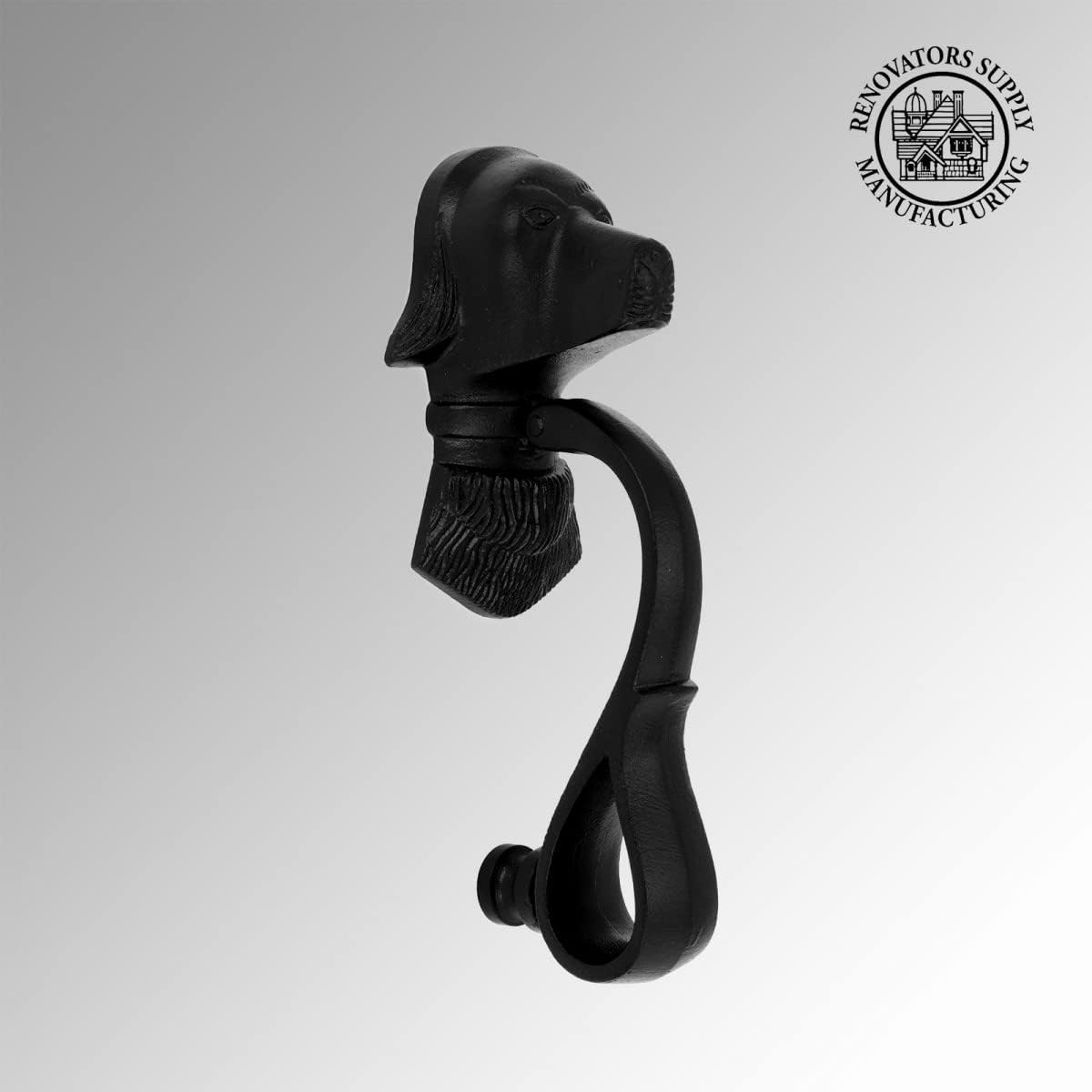 Renovators Supply Manufacturing Door Knockers for Front Door 7-5/8 in. Cast Iron Dog Shaped Door Knocker with Mounting Hardware