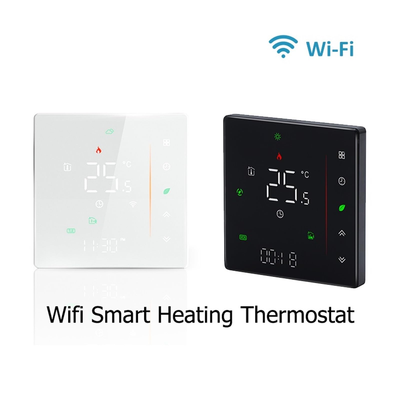 Termostato de calefacción WiFi, Caldera Gas Suelo Caliente, Controlador Temperatura Digital, Vida Inteligente Ahorra EnergíA Y Costes De CalefaccióN(Black,WZ-006-GA)