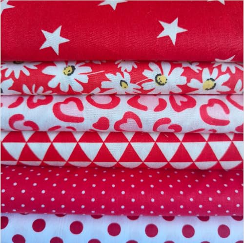 Image of Cotton Fabric DIY Making Supplies Quilting Patchwork Fabric Fat Quarter Bundles DIY for Quilting Cotton Patchwork Cushions (Love Start, 9.8 inch x 9.8 inch)
