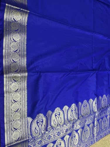 Image of Women's Glory Womens Satin Saree with Silver Woven Border | Elegant Plain Glossy Silk Saree for Party, Wedding, Reception & Festive Style with Unstitched Blouse Piece