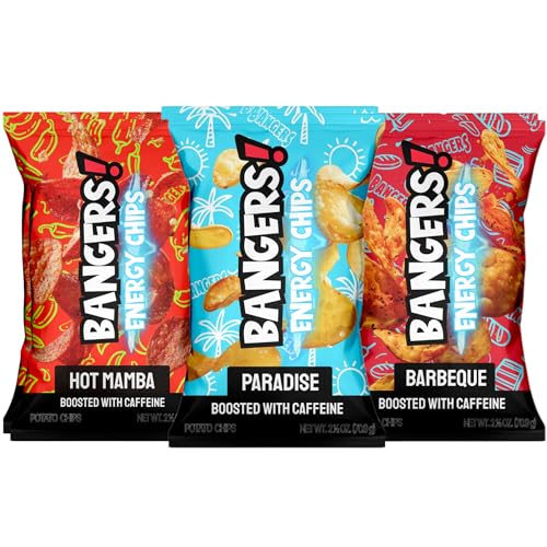 BANGERS! Energy Chips 6-Pack | 200mg Caffeine Per Bag — Equivalent to 2 Cups of Coffee | Caffeinated Potato Chips for Late Nights, Long Shifts & On-the-Go | Gluten Free | 2.5 oz Each (Pack of 6, Variety) - image 1