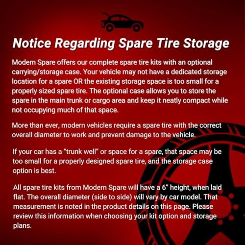 Modern Spare Complete Compact Tire Kit Without Carrying Case - Fits 2018-2025 Volkswagen Jetta
