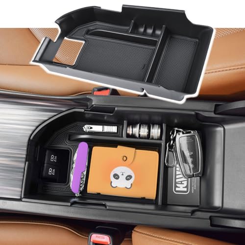 HGWEI Center Console Organizer Compatible with Toyota Camry XLE XSE 2018-2023 2024 and Camry LE SE 2020 2021 2022 2023 2024, Armrest Insert Tray Accessories Storage Box, Fit 2 USB Ports, Black Trim