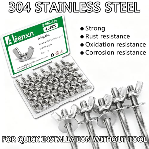 Image of 40PCS 1 /4 inch-20 Wing Nuts