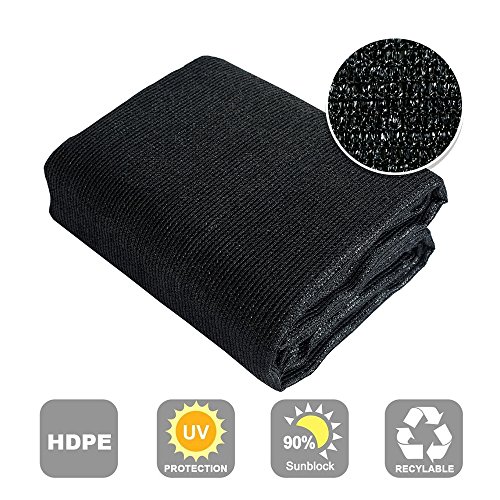 Shatex 90% Sun Shade Fabric for Pergola Cover Porch Vertical Screen, 8x12ft Black