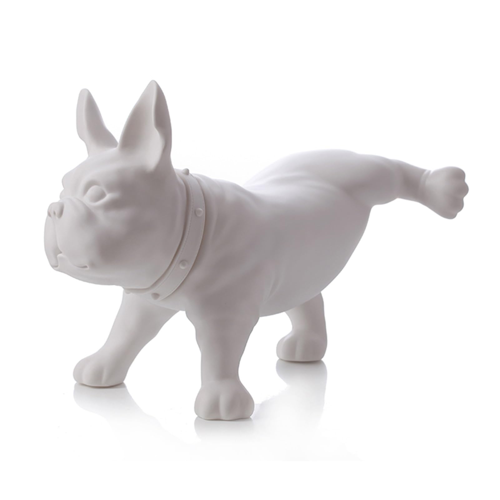 Realistic Dog Model Mannequin, Cute French Bulldog Statue Sculpture, Decorative Indoor Outdoor Ornament for Living Room Desktop, Peeing Posture(White)
