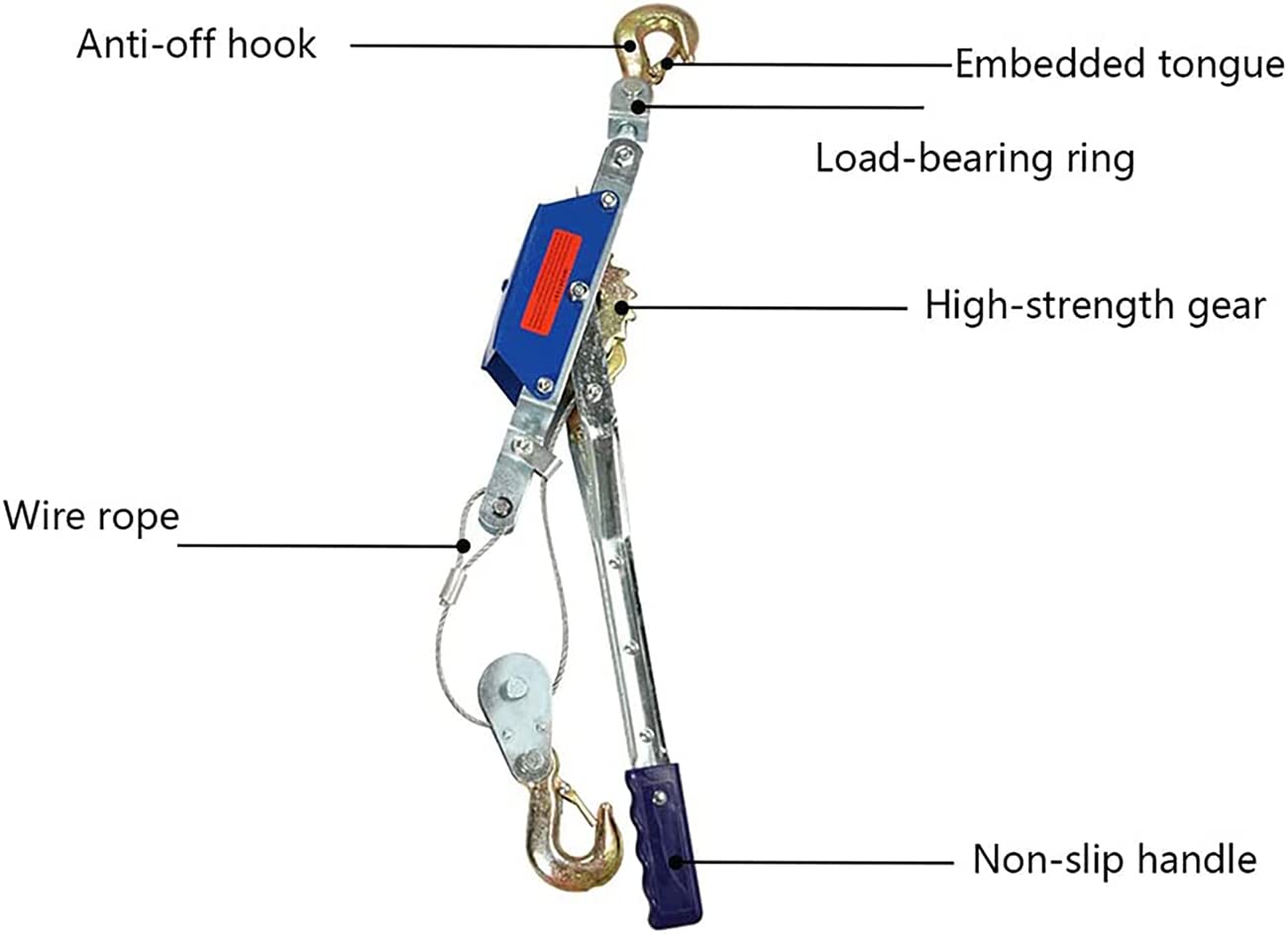 Schwere Handhebel-Power-Puller-Seilwinde, Handseilwinde Power Puller mit 2 Haken, Handseilzug für Zugseile und Autos
