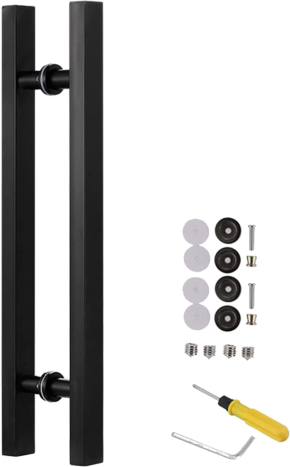 DFGHNBVC Modern Double Sided Push Pull Bar Handle For Sliding Doors, Rustproof Stainless Steel, 50-120Cm Length, Ideal For Barn, Office, Glass, Front Doors - Silver Finish,Black-80Cm/31 1/2