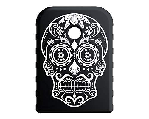 Rowe Tactical Magazine Base Plate for Glock Gen 1-5 - Black (Straight Serrations) Rowe Sugar Skull Graphic - Fits 9mm .40 Cal .357 Sig 45 Gap