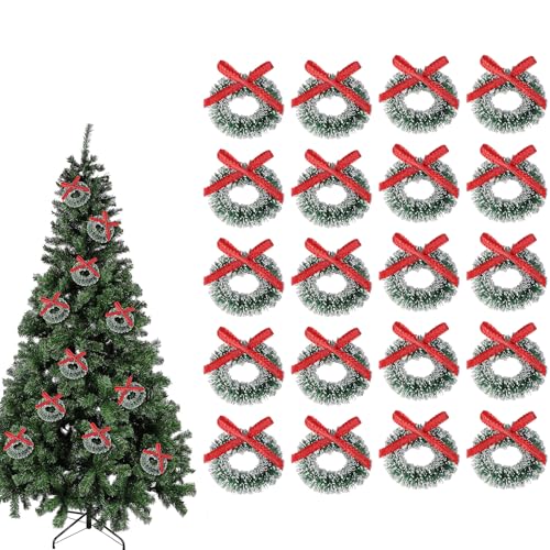 HEMOTON 20Stk Mini Weihnachtskranz Weihnachtskerzen Kranz Miniatur...