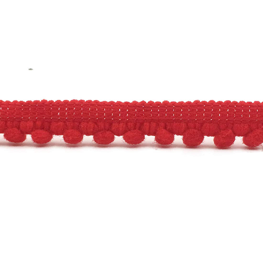 Yalulu 18 Yards Mini Pom Pom Trim Tassel Pompom Trim Ball Fringe Ribbon Trimming for Curtains Apparel DIY Craft Sewing Supplies (Red)