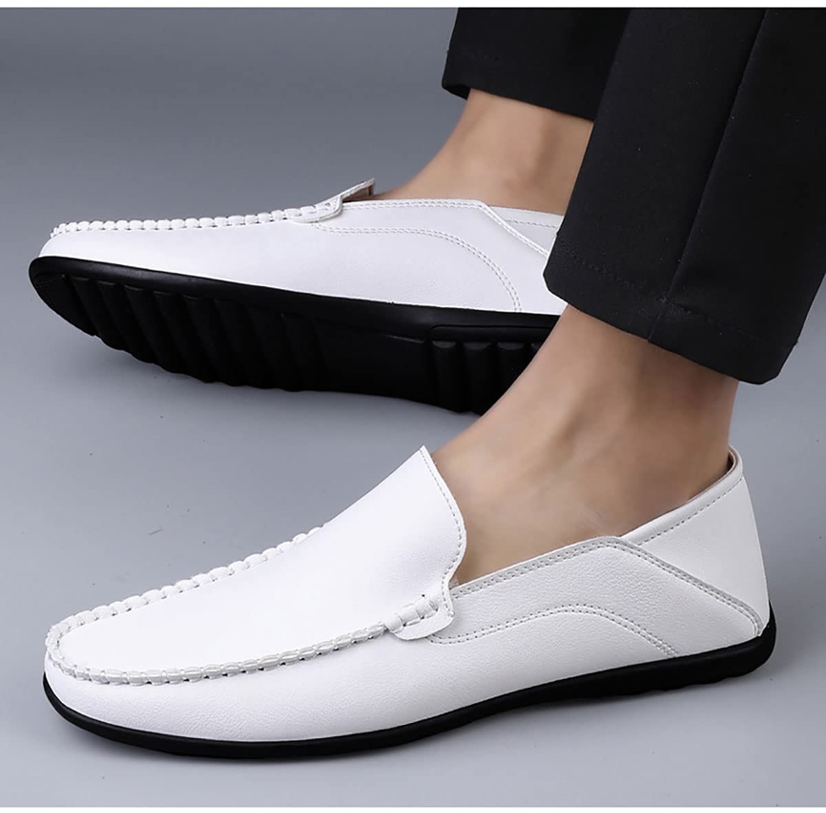 DSKK Mokassins Herren Leder weiß schwarz Slip On Fahren Schuhe Leicht Weich Loafer Handgefertigt Flache Schuhe Herren Schuhe