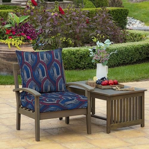 Image of Arden Outdoor Deep Seat Cushion Set (2-Pack), 24 in x 24 in, Weather-Proof, Rain-Proof, Fade Resistant Patio Cushion for Chair, Sofa, and Couch Sapphire Liberty Mosaic