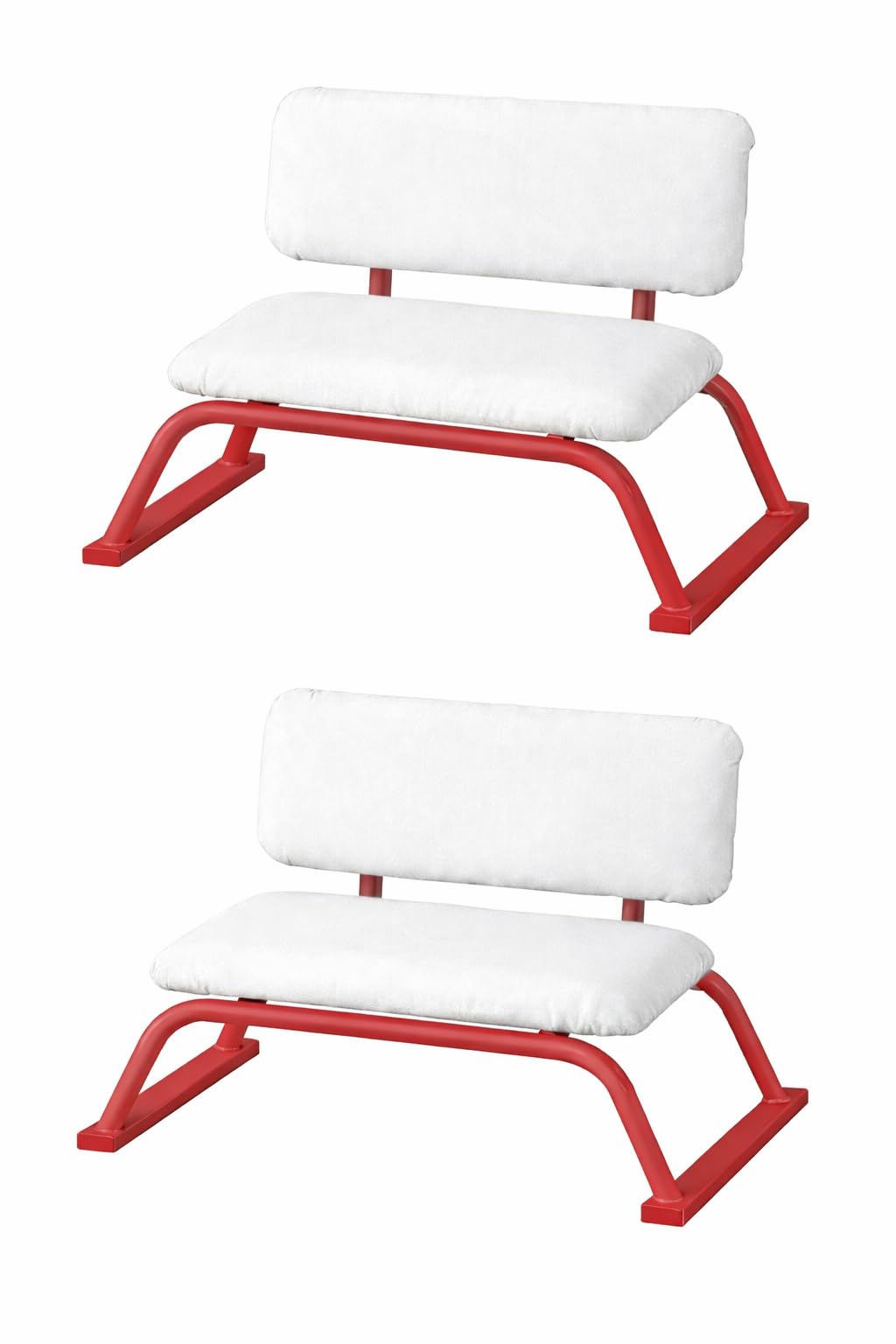 582193 Low Height Prayer Stool Stackable with backrest, Floor Chair, Floor seat for Home, Low Chair, Praying Stool - Red Frame with White rexine(Pack of 2)-image-16