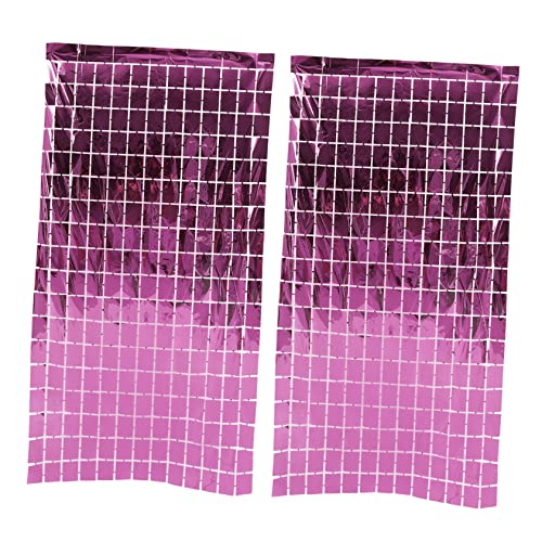 KONTONTY 2pcs Gold Foil Tinsel Fringe Curtains for Birthday Tassel Garland Backdrop