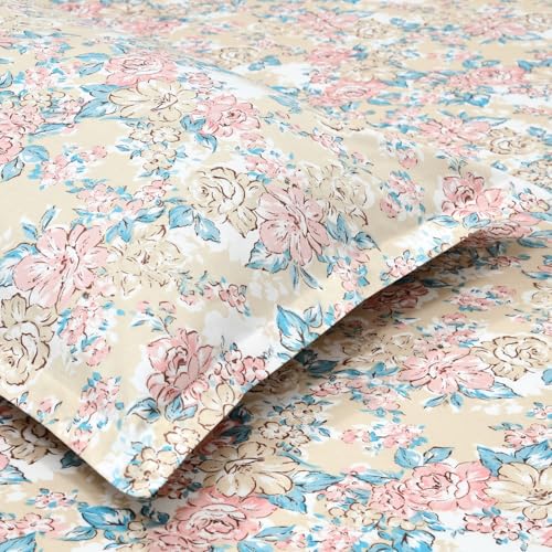 Image of haus & kinder Bedsheet for Double Bed King Size, 108 * 108 Inches King Size Bed Sheet Cotton with 2 Pillow Covers 186TC Cotton Bedsheets for King Size Bed- Blossom Legacy