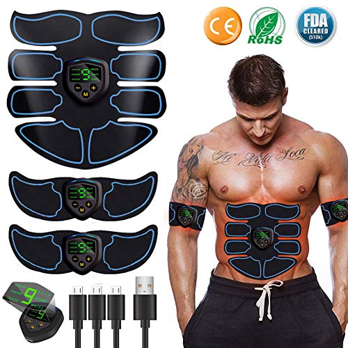 BLUE LOVE Abs Stimulator Abdominal Muscle,EMS ABS Trainer Body Toning Fitness, USB Rechargeable